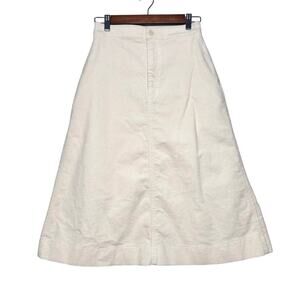 Uniqlo | Women | Ivory Corduroy A-Line Neutral Midi Skirt | Size 2